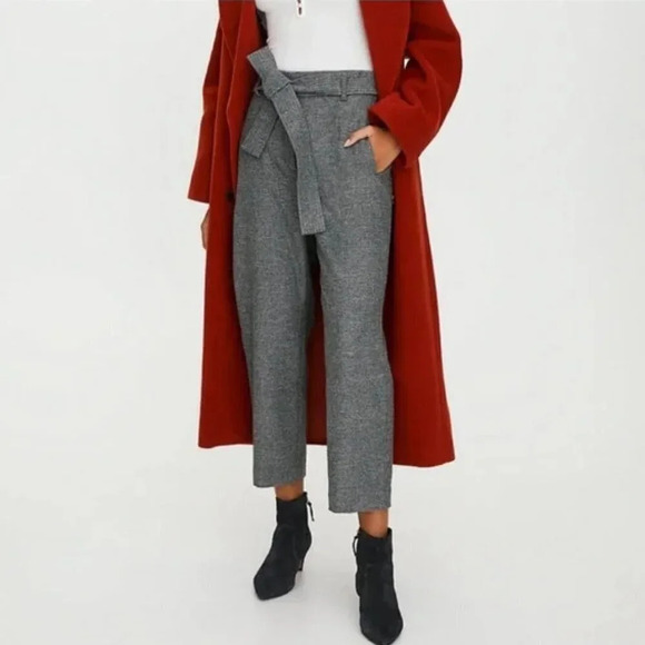 Aritzia Wilfred | Jallade High Rise Wool Cashmere Crop Trouser Pant - Size 4 - Picture 1 of 12